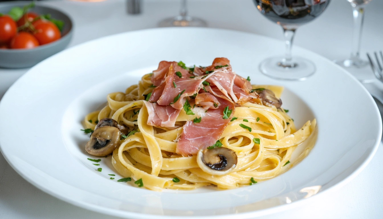 pasta speck e funghi